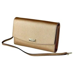 New Kate Spade Winni Laurel way wallet crossbody Leather bag Rose Gold